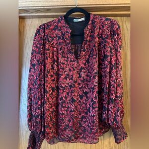 Alice + Olivia Black and Red Floral Blouse
